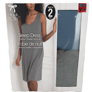 Black Bow Women's Sleep Dress Set / 2 Pack / Grey & Blue / Size Medium