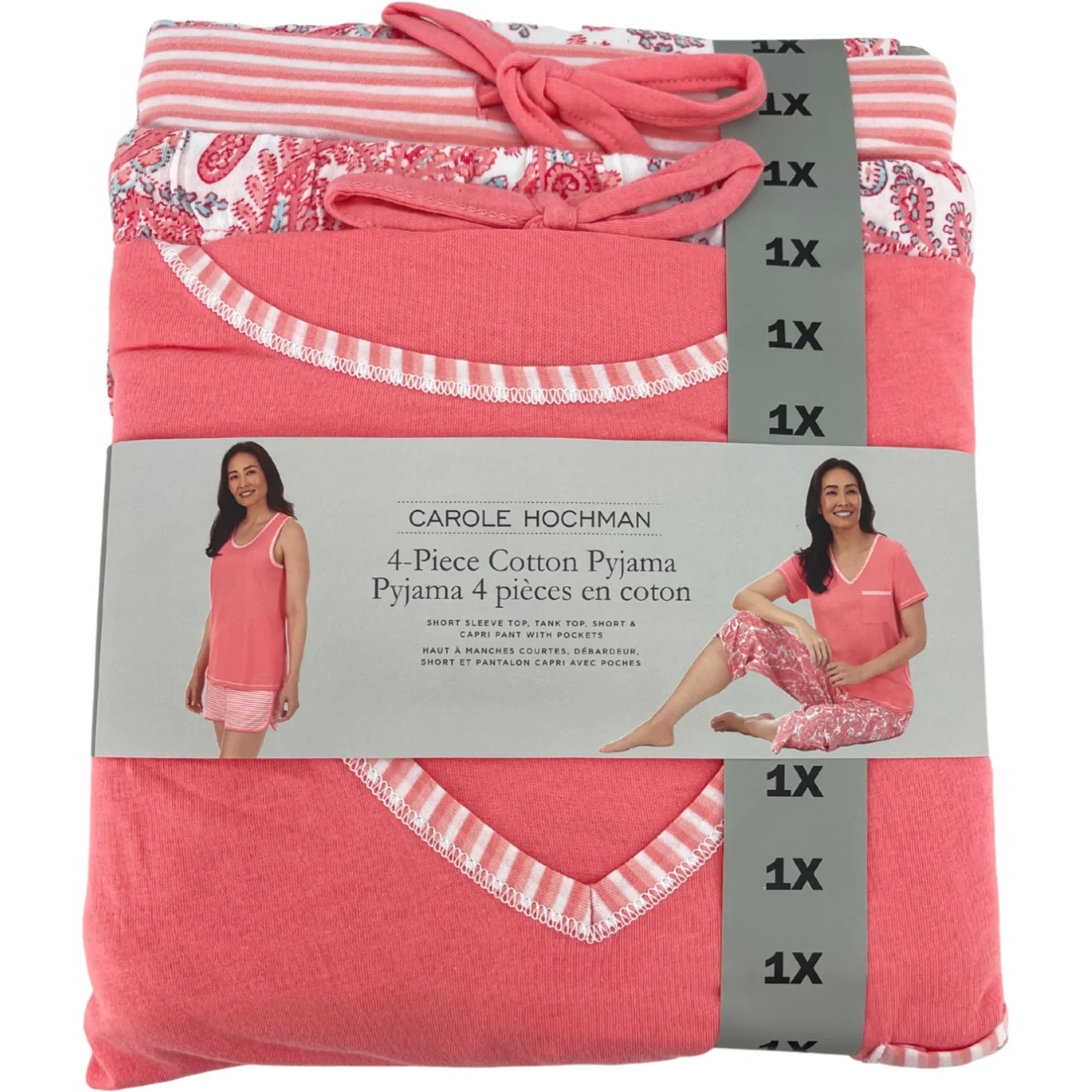 Carole Hochman Women's Pyjama Set / Summer PJ Set / 4 Pieces / Pink / Size 1X