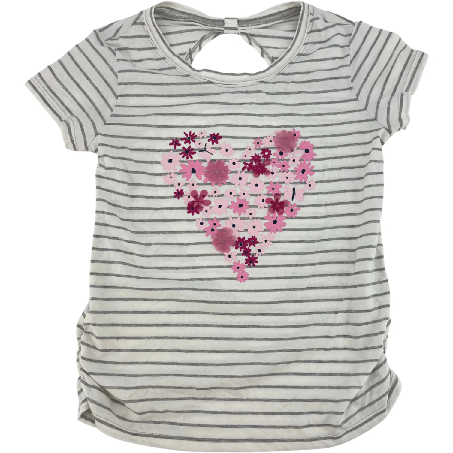 CRB Girl Girl's T-Shirt / Grey & White / Stripes / Size Medium