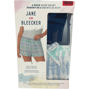 Jane and Bleecker Women's Pyjama Shorts / 2 Pairs / Blue & Tie Dye / Size Medium