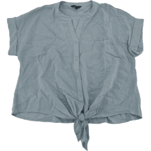 Tahari Women's Short Sleeve Top / Button Up Shirt / Light Blue / Size Medium
