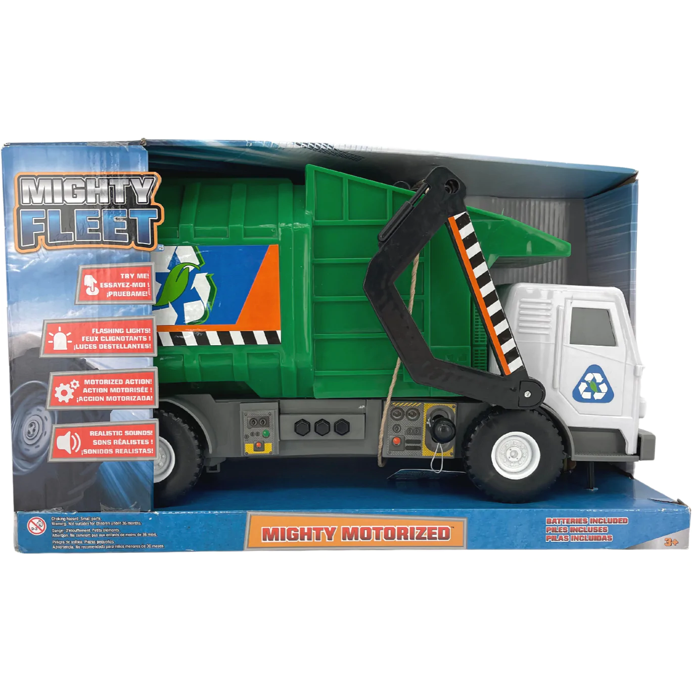 Mighty Fleet Recycling Truck / Mighty Motorized / Green / Light & Sound **DEALS**