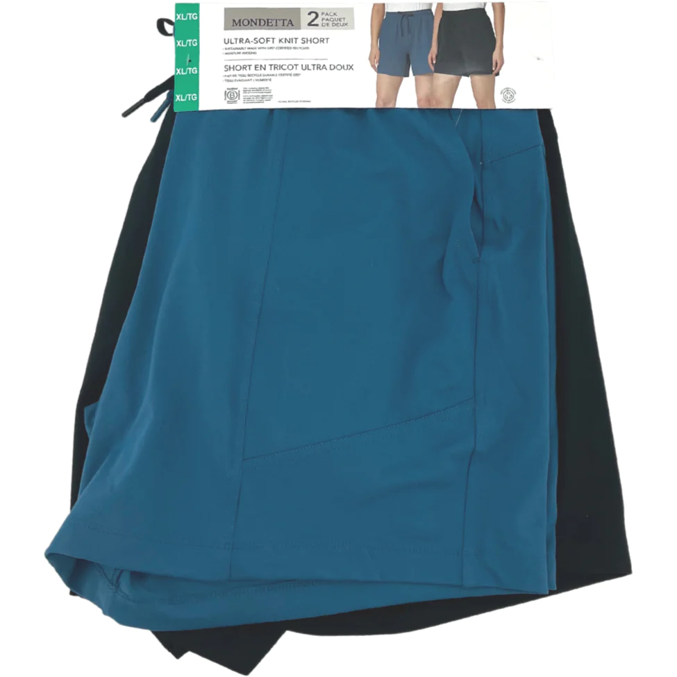 Mondetta Women's Knit Shorts / 2 Pack / Black & Blue / Size XLarge