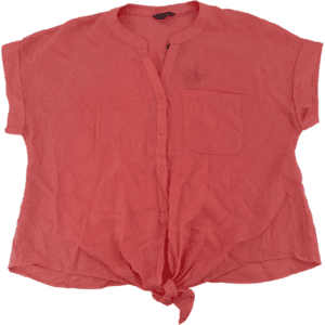 Tahari Women's Short Sleeve Top / Button Up Shirt / Pink / Size Large