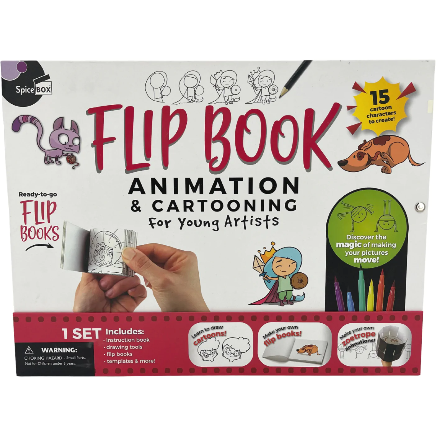 SpiceBox Flip Book Kit / Animation & Cartooning For Young Artists / Craft Kit