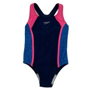 Speedo Girl's Bathing Suit / One Piece Swimsuit / Blue & Pink / Size 8 **No Tags**