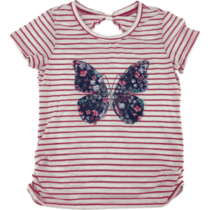CRB Girl Girl's T-Shirt / Pink & White / Stripes / Size Medium