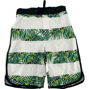 Joe Boxer Children's Bathing Suit / Boy's Swim Trunks / White & Green / Medium