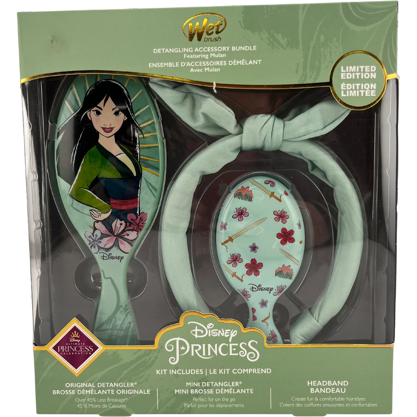 Disney Princess Detangler Set: 2 Brushes / Headband / Mulan
