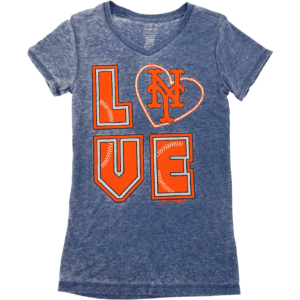 MLB Girl's T-Shirt / New York Mets / Blue & Orange / Size Medium