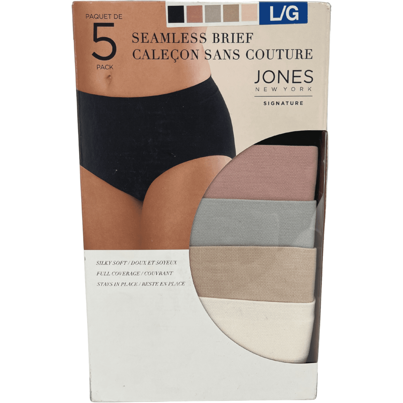 Jones New York Women's Panties / Seamless Brief / 5 Pairs / Neutrals / Size Large
