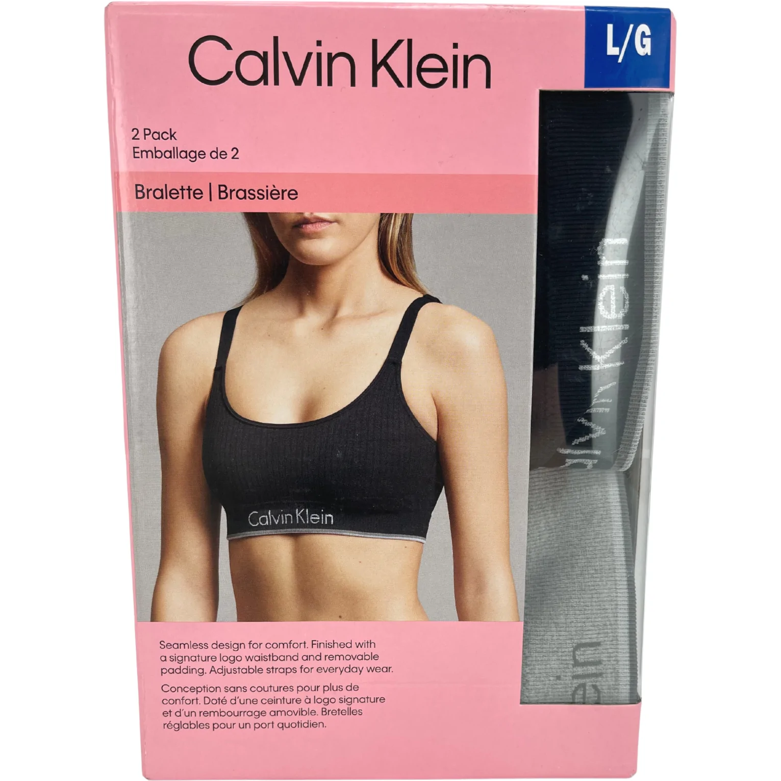 Calvin Klein Women's Bralette / 2 Pack / Black & Grey / Size Large