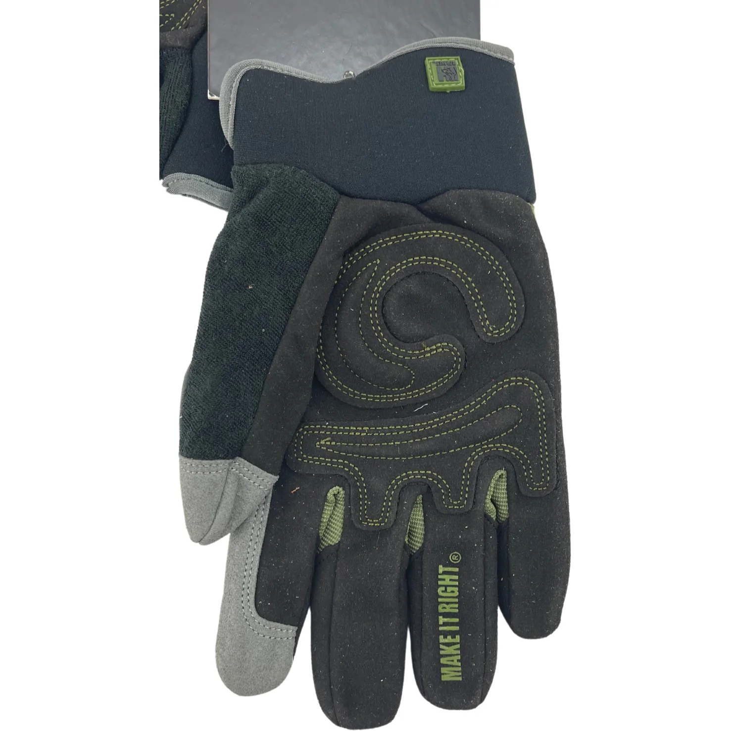 Holmes Workwear Work Gloves / Black, Green & Grey / Size XXLarge