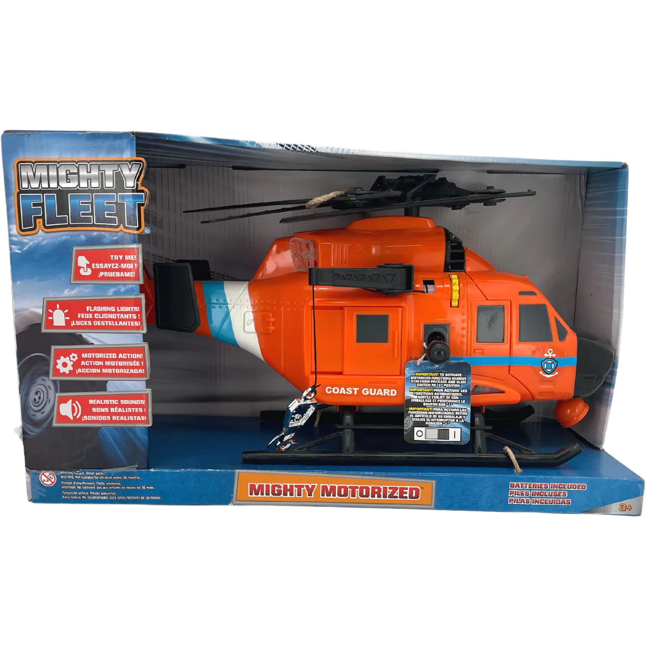 Mighty Fleet Coast Guard Helicopter / Orange / Mighty Motorized / Light & Sound **DEALS**