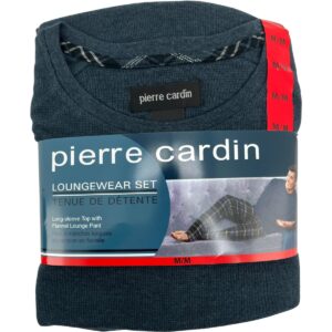 Pierre Cardin Men's Pyjama Set / Long Sleeve Top & Flannel Pants / Navy / Various Sizes