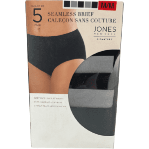 Jones New York Women's Panties / Seamless Brief / 5 Pairs / Black & Grey / Size Medium