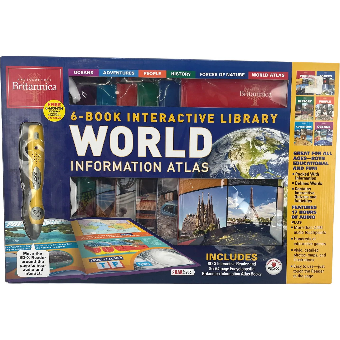 Encyclopaedia Britannica World Information Atlas / 6 Book Interactive Library / SD-X Reader