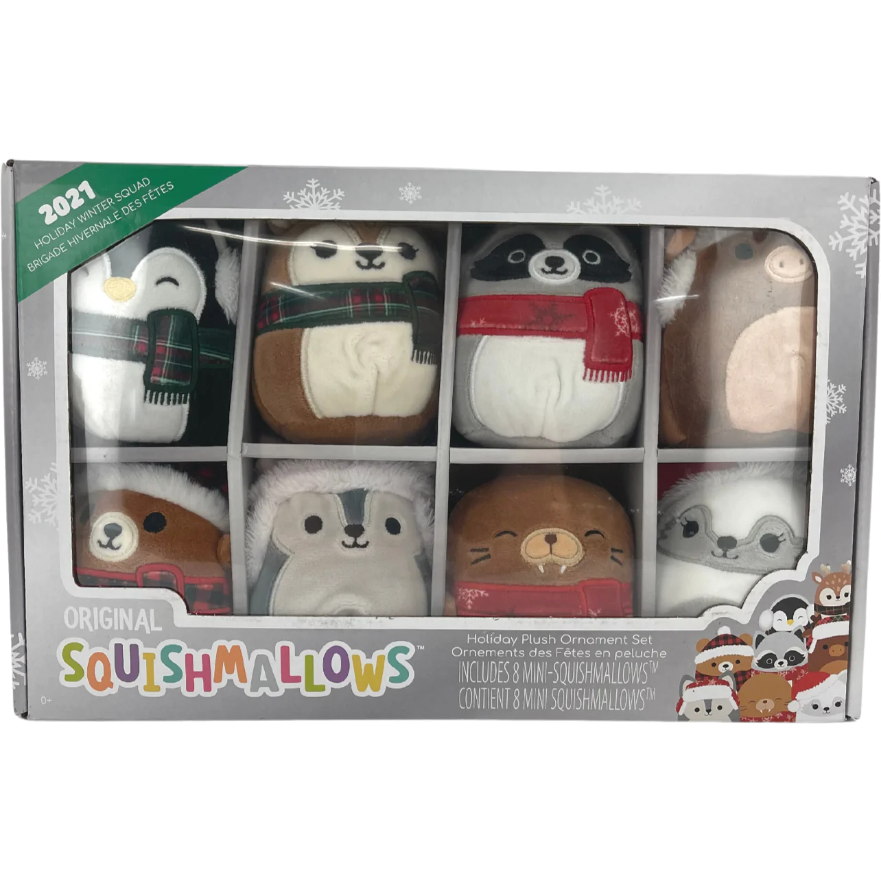Squishmallows Holiday Plush Ornament Set / 8 Mini Squishmallows / 2021 Holiday Winter Squad