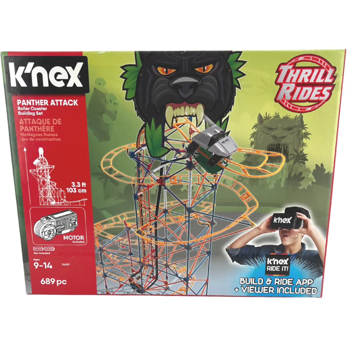 K'nex Thrill Rides Panther Attack Roller Coaster Building Set / 689 Pieces / Ages 9-14