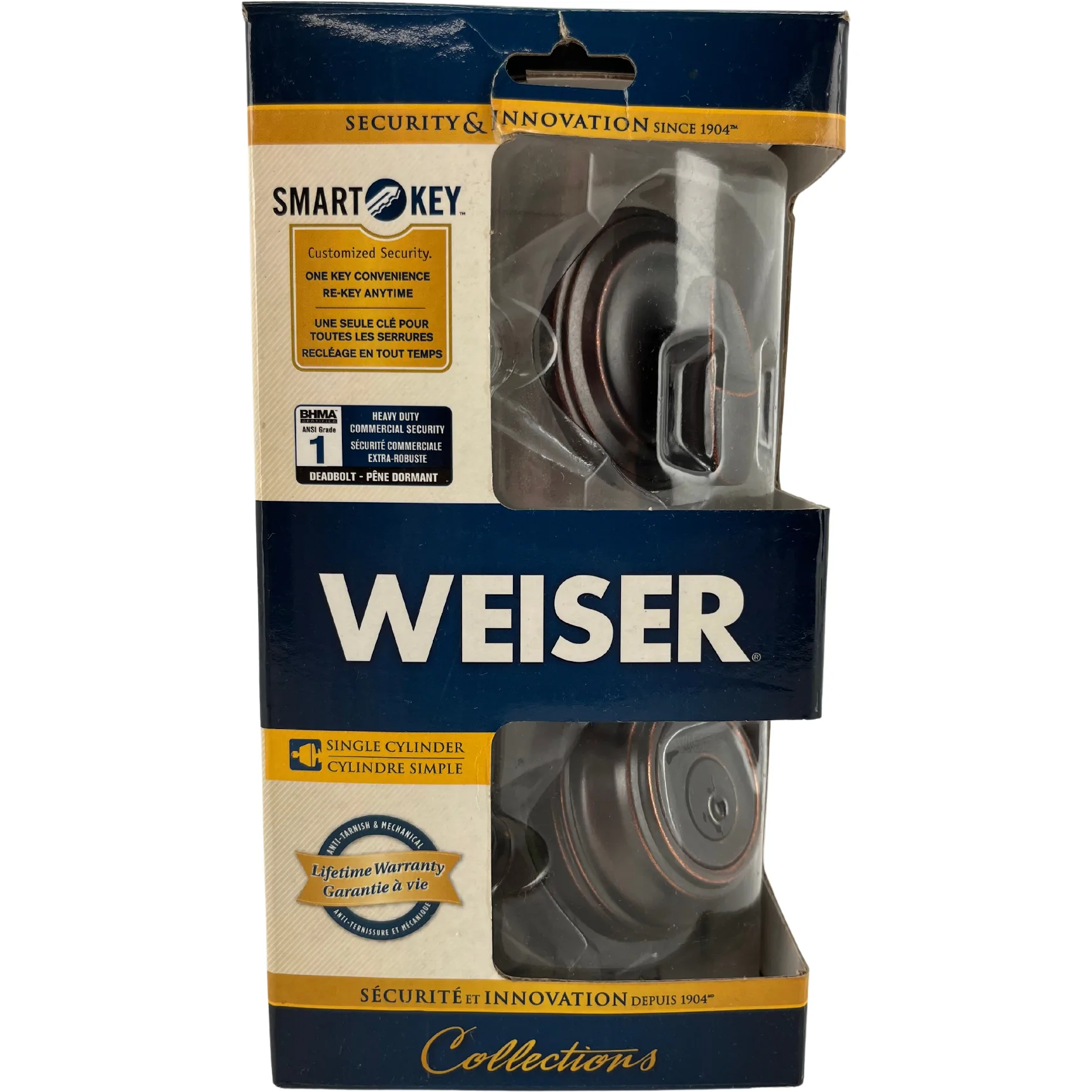 Weiser Single Cylinder Deadbolt / Door Lock / Smart Key / Rustic Bronze