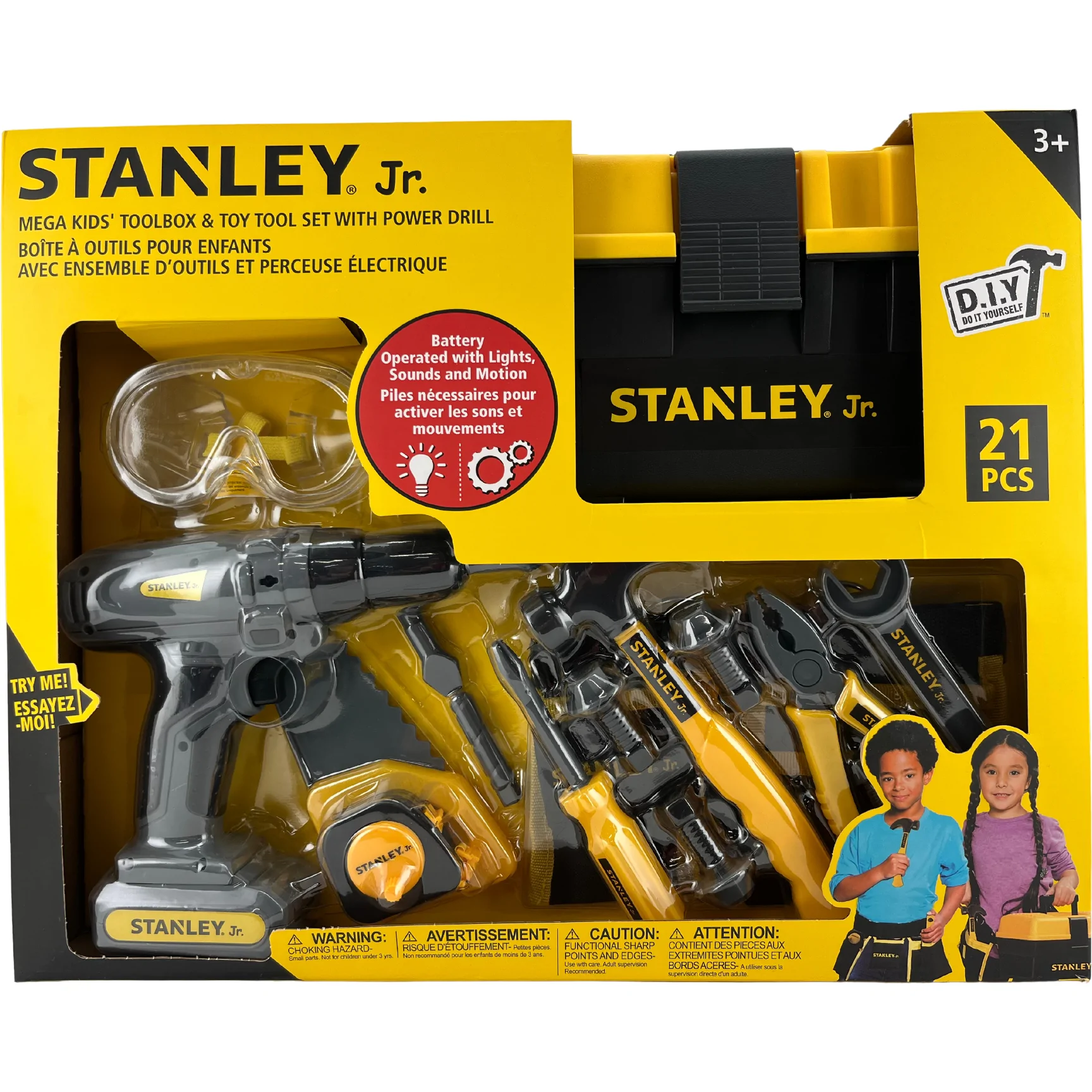 Stanley Junior Tool Kit / Tool Box / Toy Tool Set / Children's Toy / Yellow & Grey