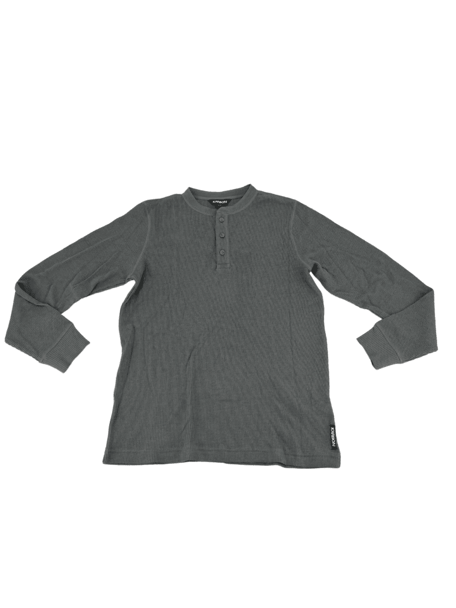 Karbon Men’s Grey Long Sleeve Henley Shirt CanadaWide Liquidations