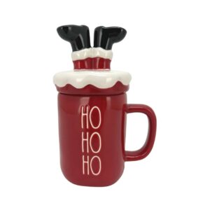 Rae Dunn Red Ho Ho Ho Coffee Mug with Topper