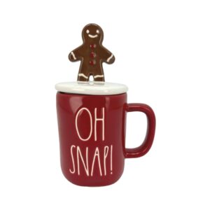 Rae Dunn Red Oh Snap Coffee Mug with Topper