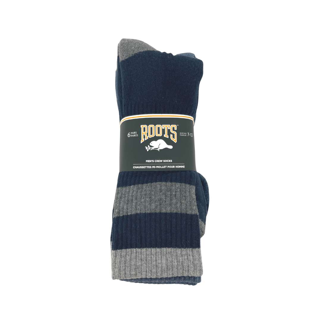 Roots Men’s 6 Pack of Navy & Grey Crew Socks CanadaWide Liquidations