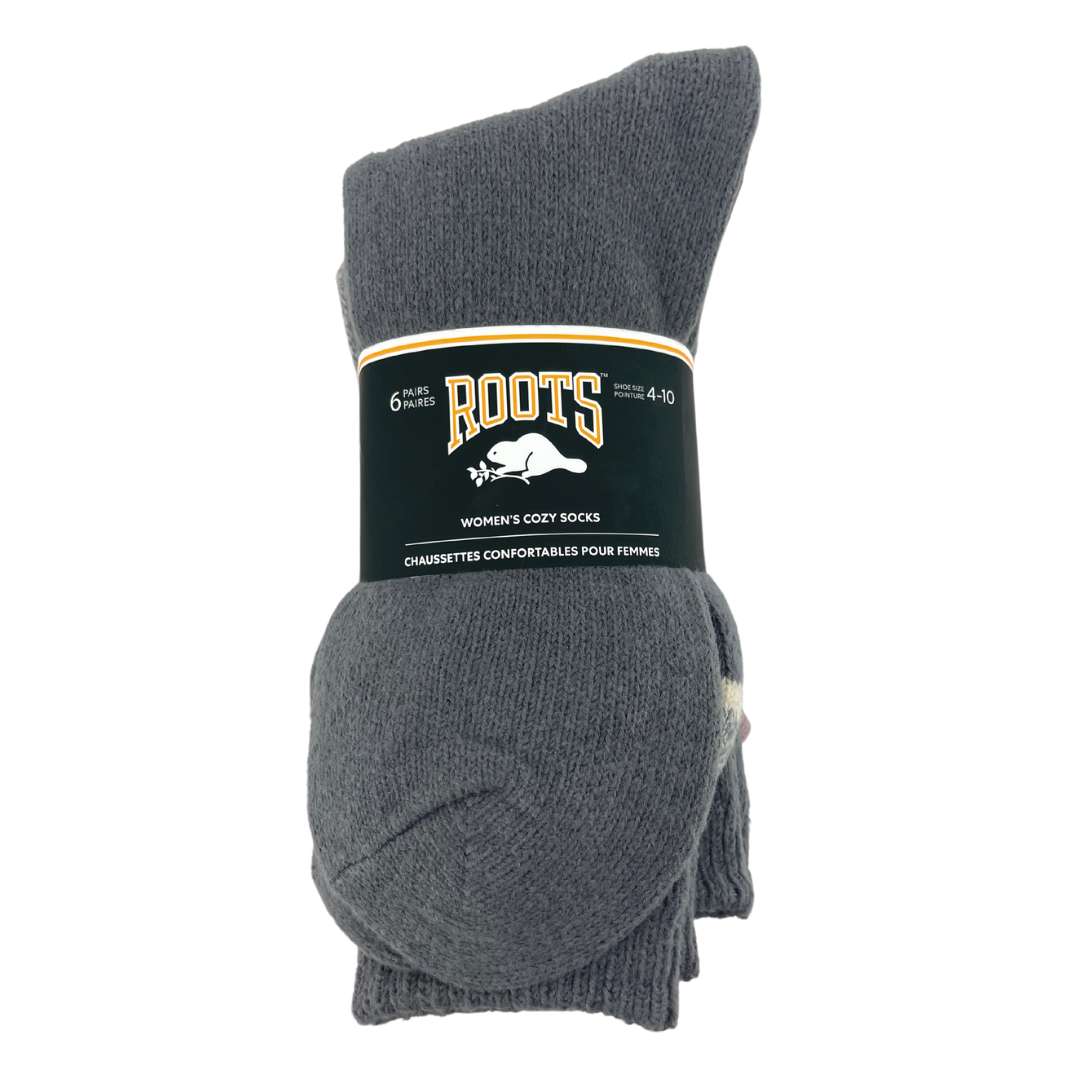 Roots Women's Rose and Grey Cozy Socks