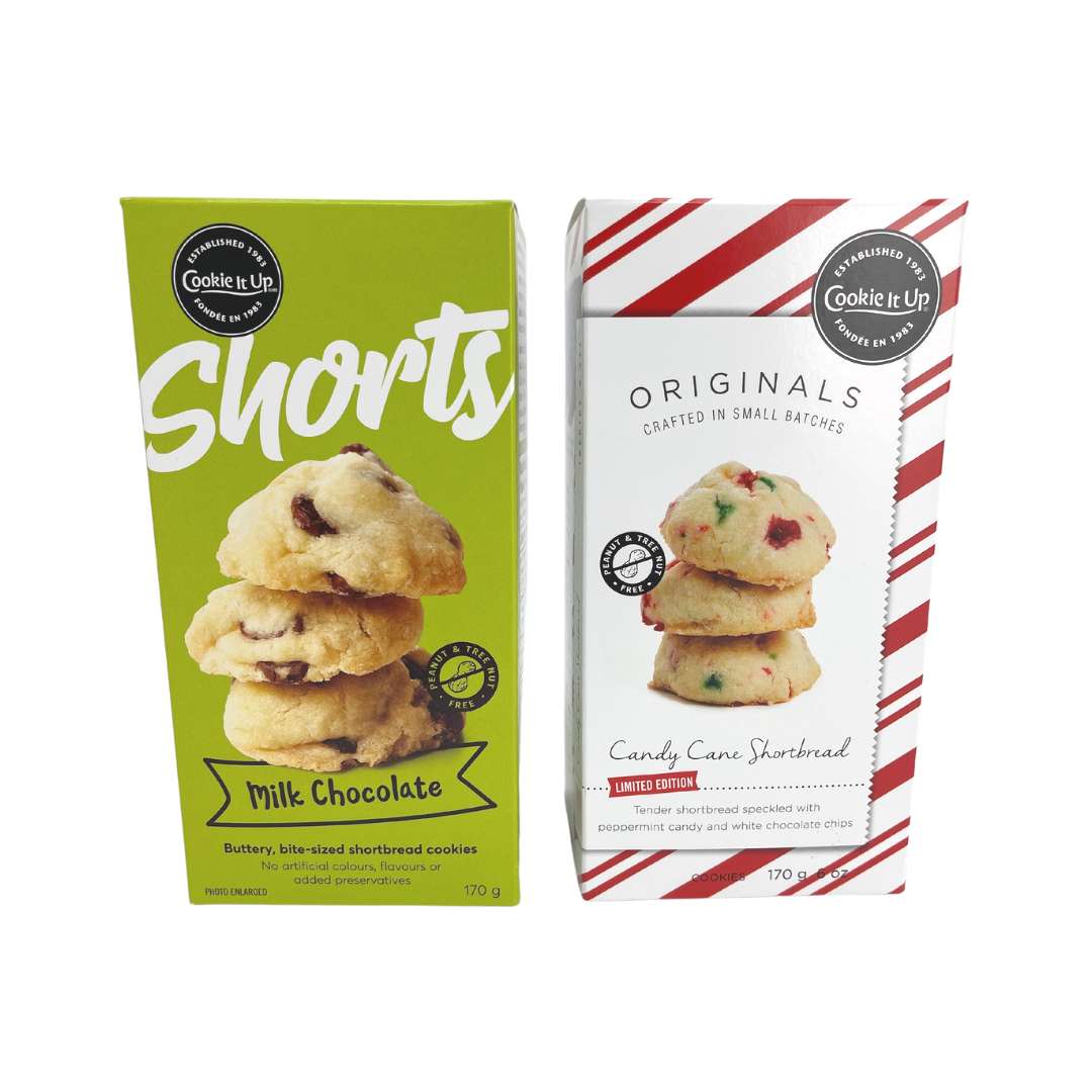 Cookie It Up 2 Pack of Candy Cane & Chocolate Chip Shortbread Cookies