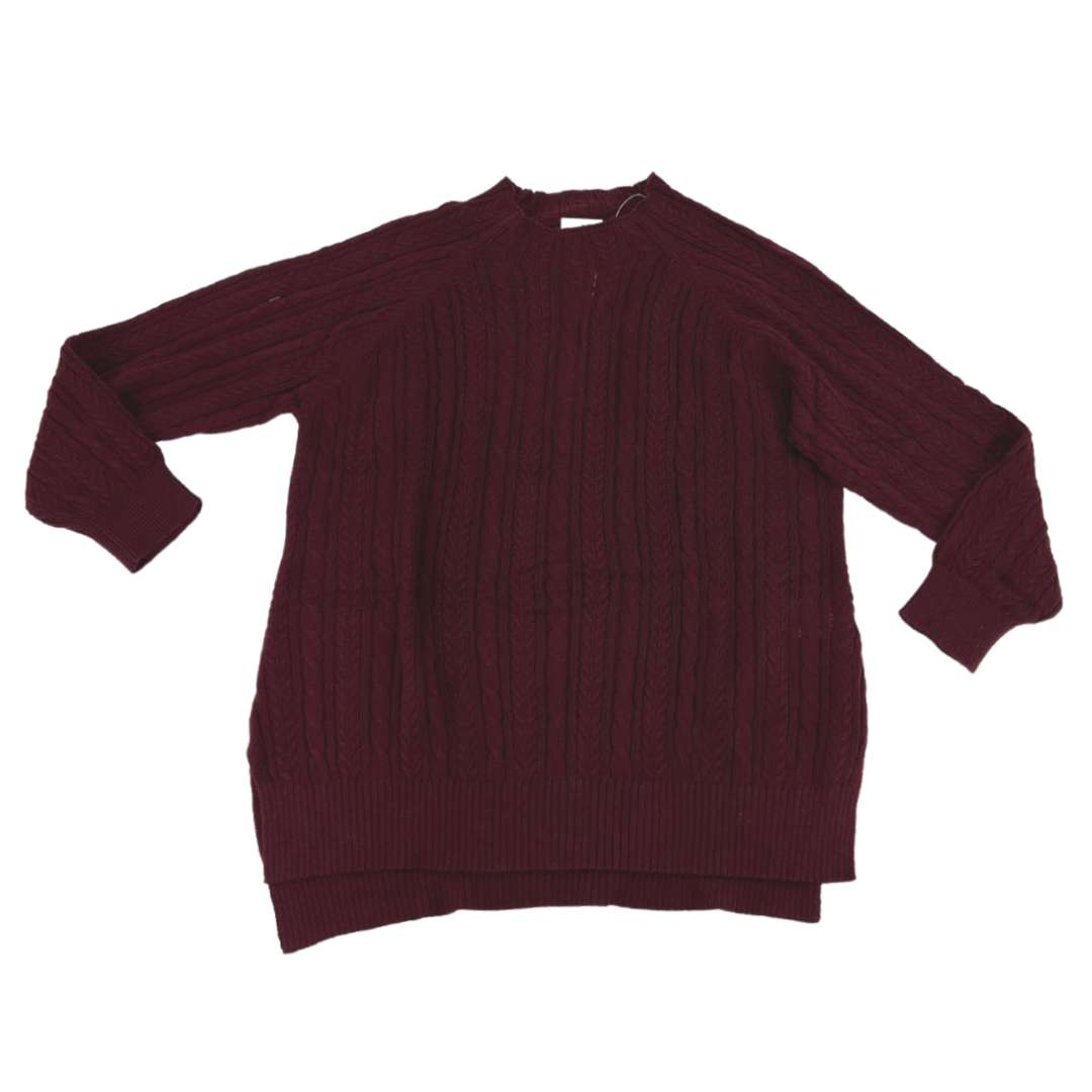 Bleu Gray Women's Burgundy Cable Knit Sweater 02