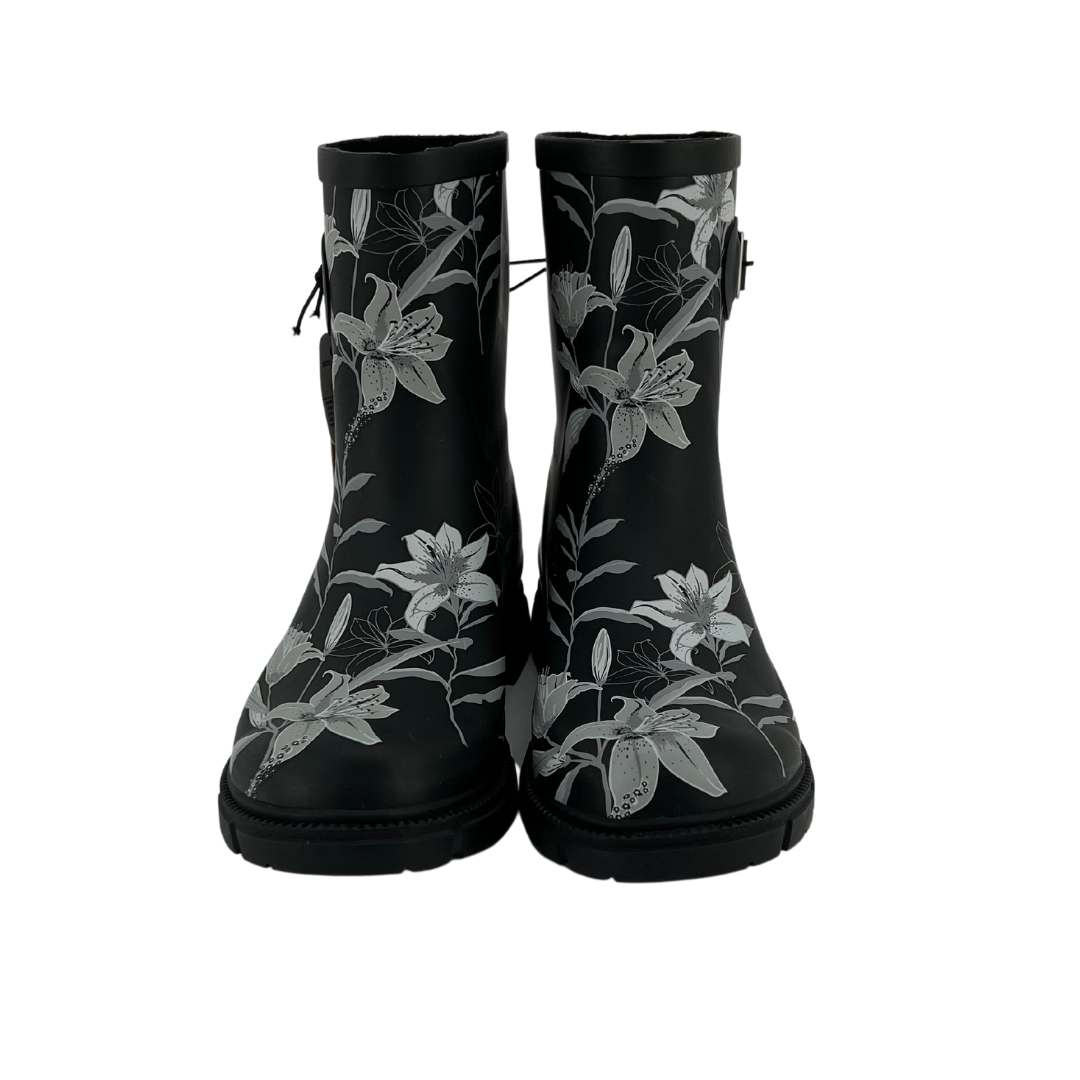 Chooka Women's Black Floral Rubber boots 07