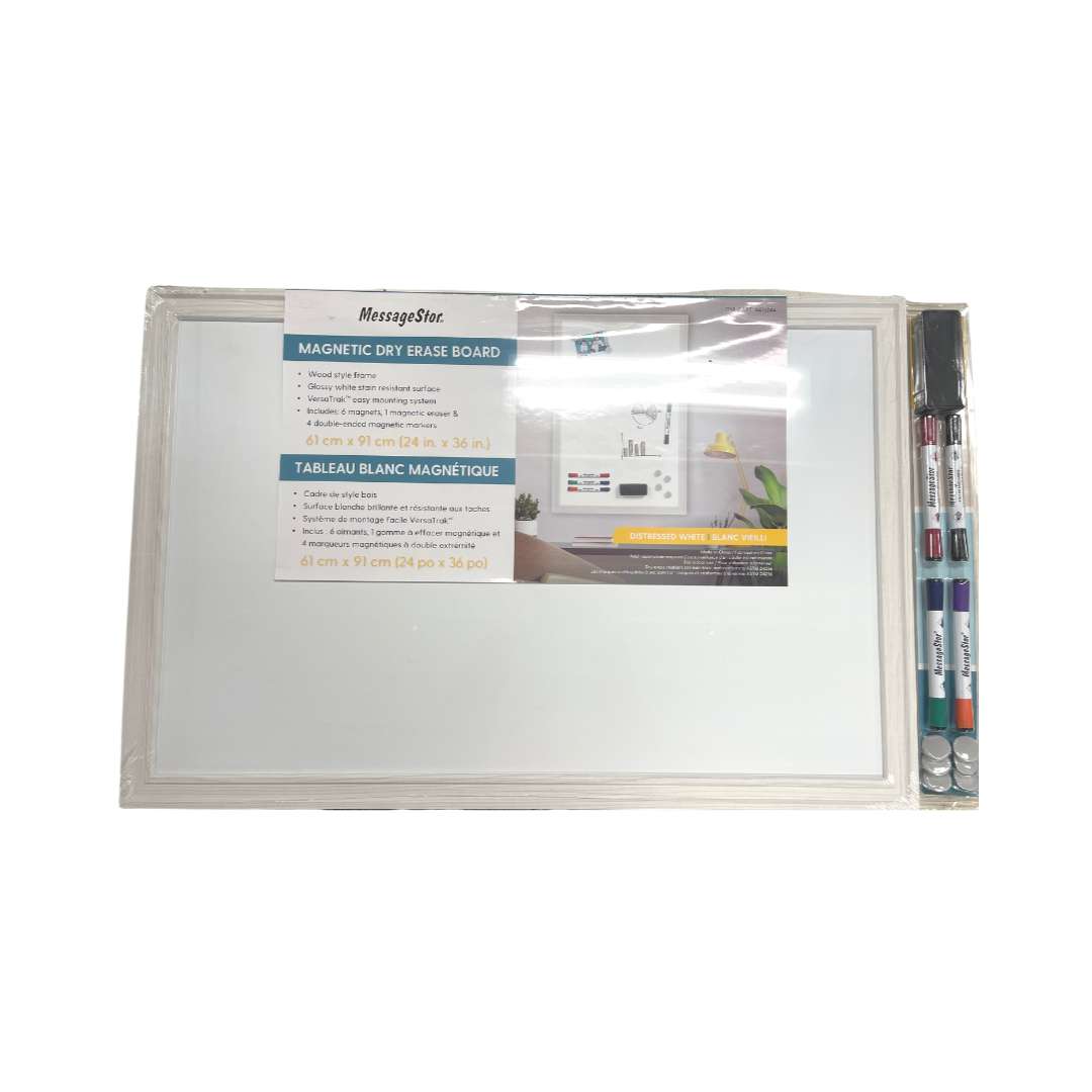MessageStor Magnetic Dry Erase Board with Markers : White