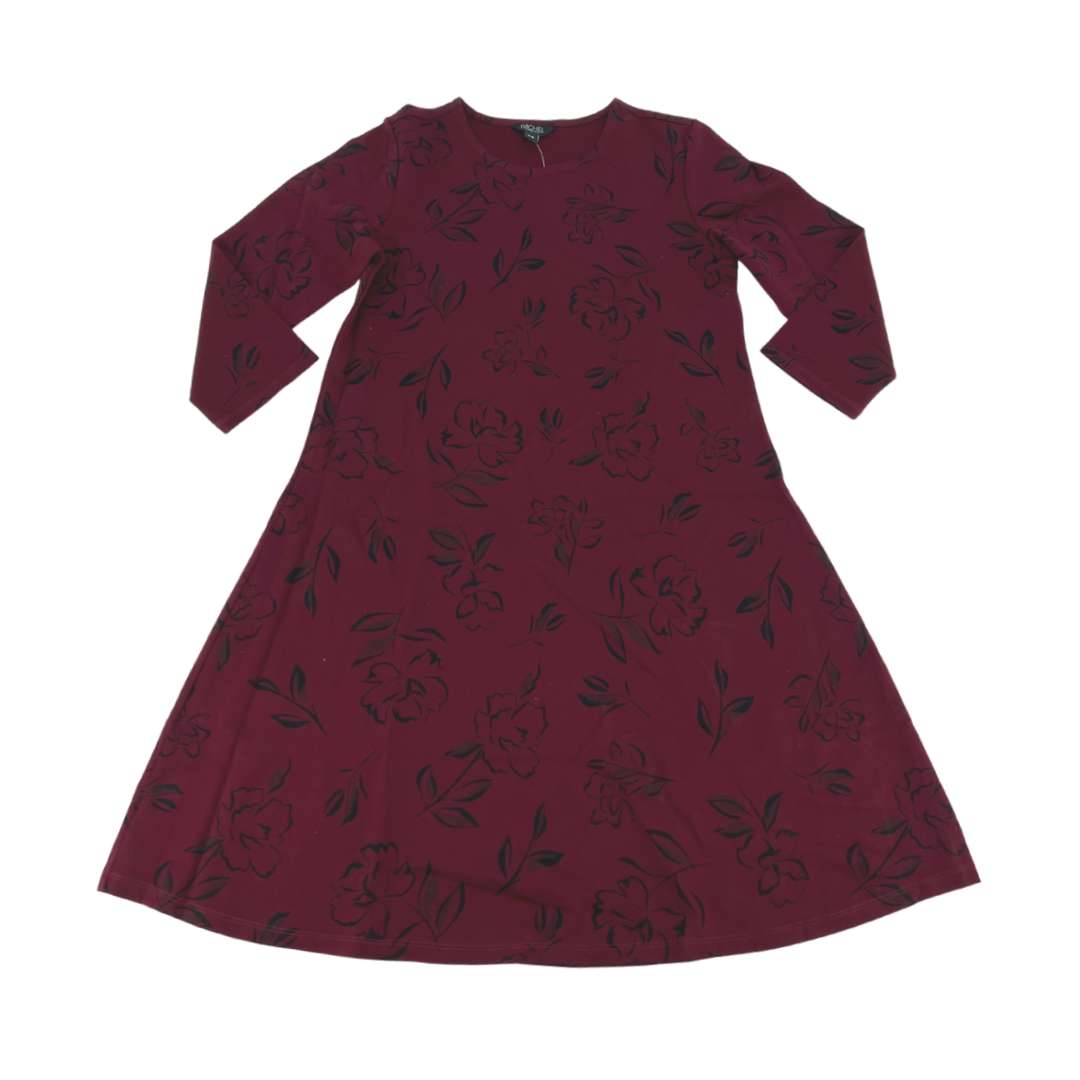 Rachel Roy Women's Burgundy Black Floral Dress 02