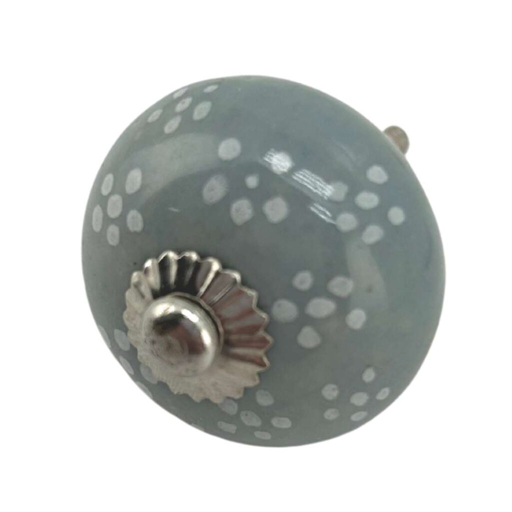 6 Piece Grey & White Ceramic Door Knobs / Kitchen Cupboard Knobs