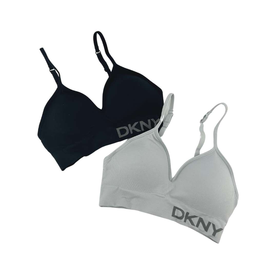 DKNY Women’s Black & Grey 2 Pack of Seamless Energy Bras / Various Sizes