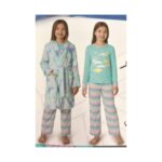 Eddie Bauer Girl's Blue Pyjama Set with Matching Robe2
