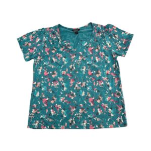 Nicole Miller Women's Blue & Pink Floral T-Shirt