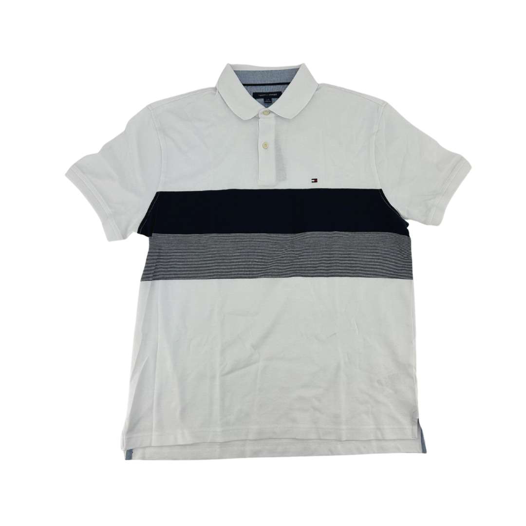 Tommy Hilfiger Men's White T-Shirt with Black Stripe