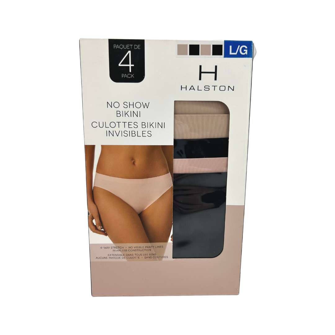 Halston Women's 4 Pack of No Show Bikini Underwear / Neutral