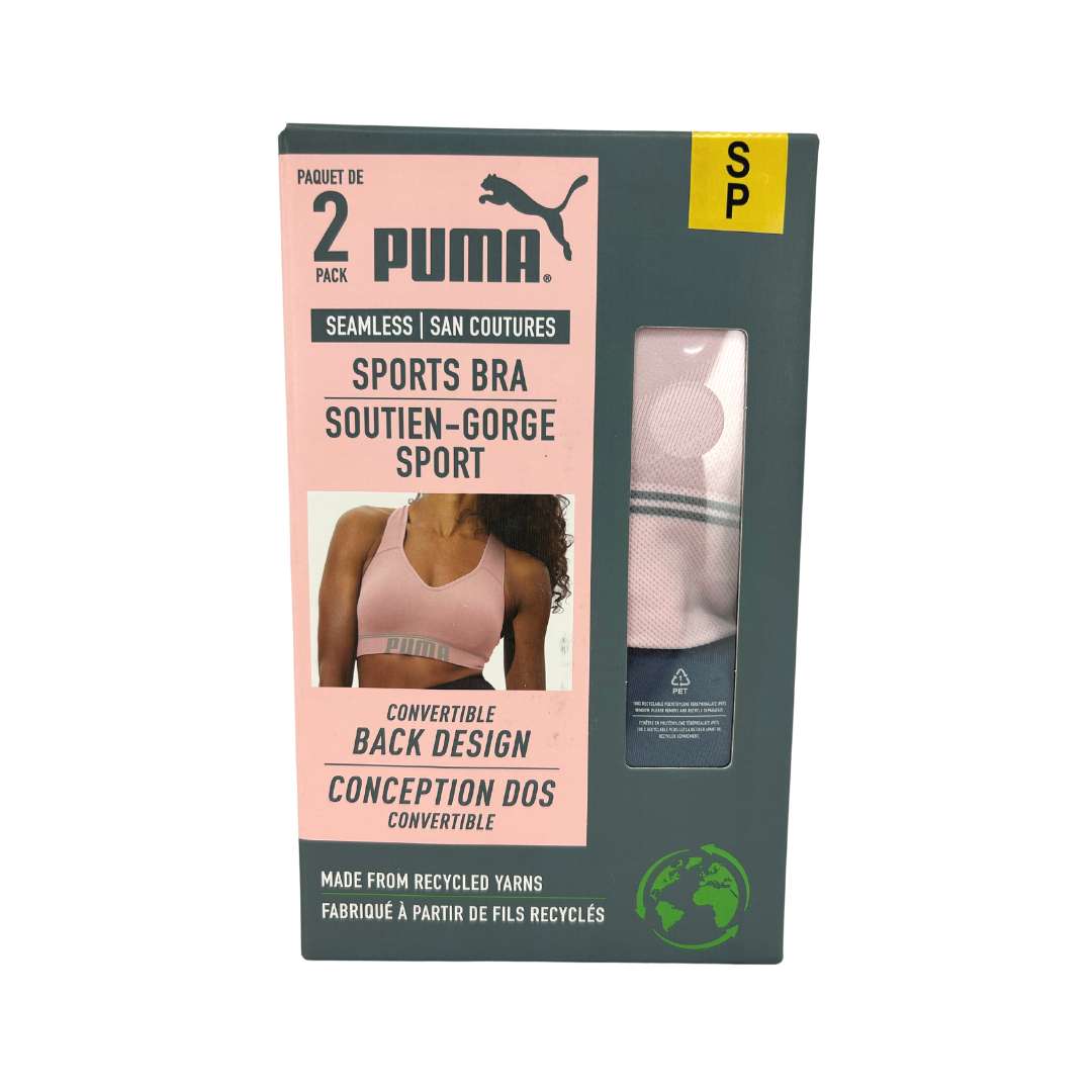 Puma Women’s Pink & Blue Sports Bra / 2 Pack