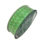 Kirkland Signature 1.5 Wired Edge Christmas Ribbon : Green with Polka Dots1