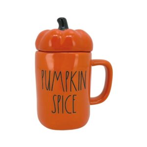 Rae Dunn Orange Pumpkin Spice Coffee Mug with Pumpkin Topper