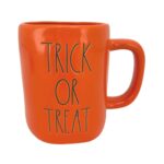 Rae Dunn Orange Trick or Treat Coffee Mug with Pumpkin Topper2