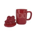 Rae Dunn Red XOXO Coffee Mug with Heart Topper1