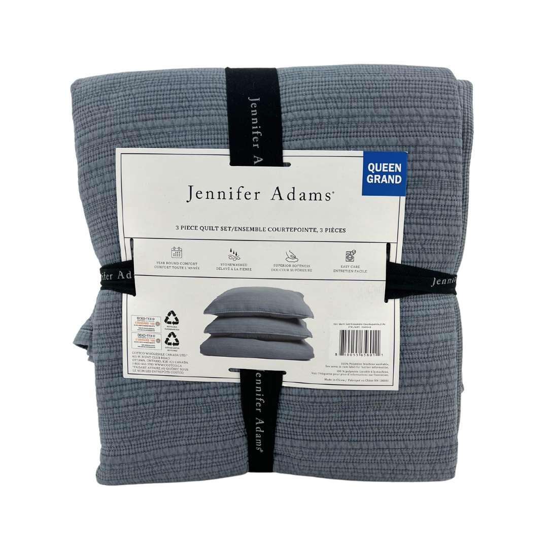 Jennifer Adams Dark Grey 3 Piece Quilt Set / Queen Size CanadaWide Liquidations