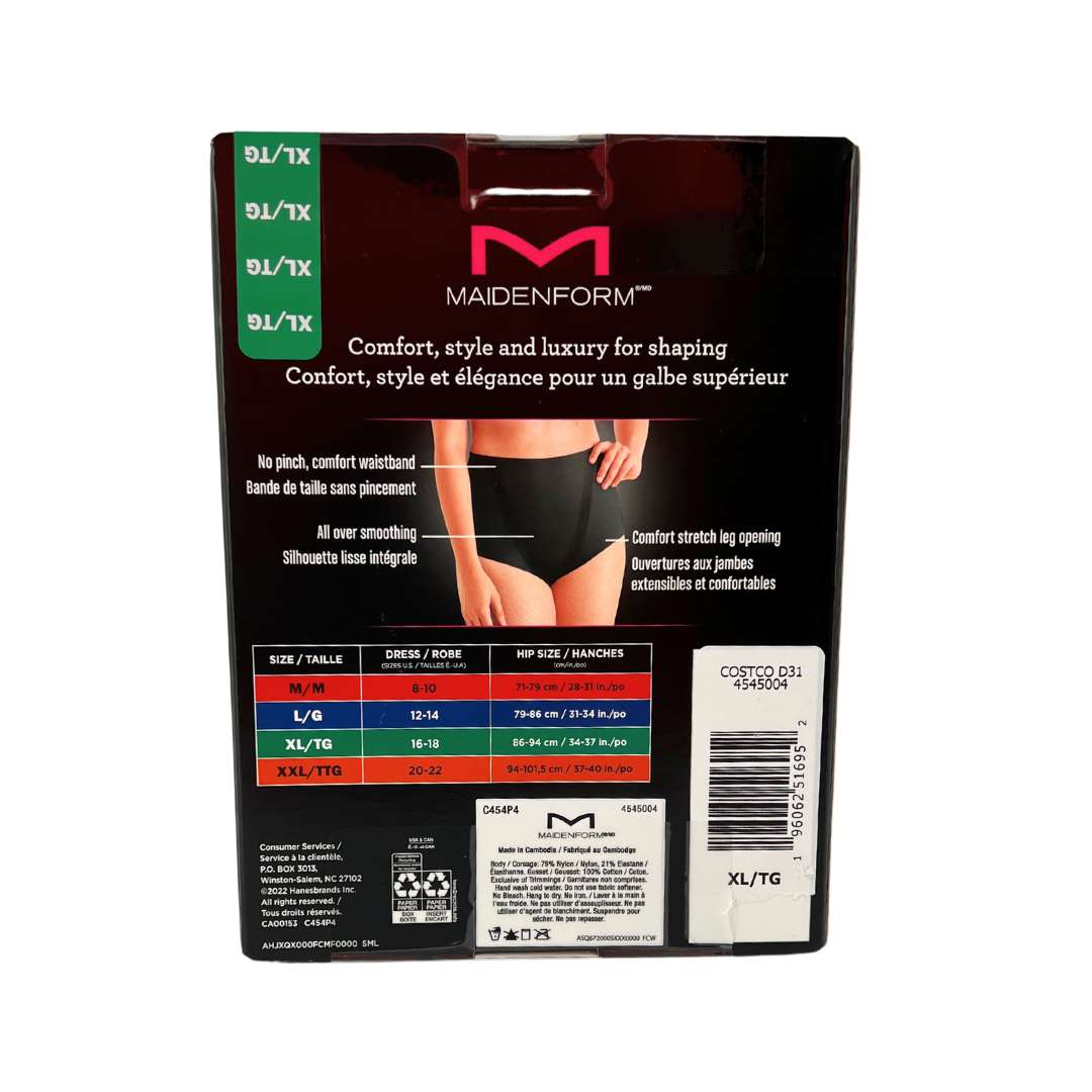 Maidenform Women’s 4 Pack Neutrals Tummy Toning Briefs / XLarge