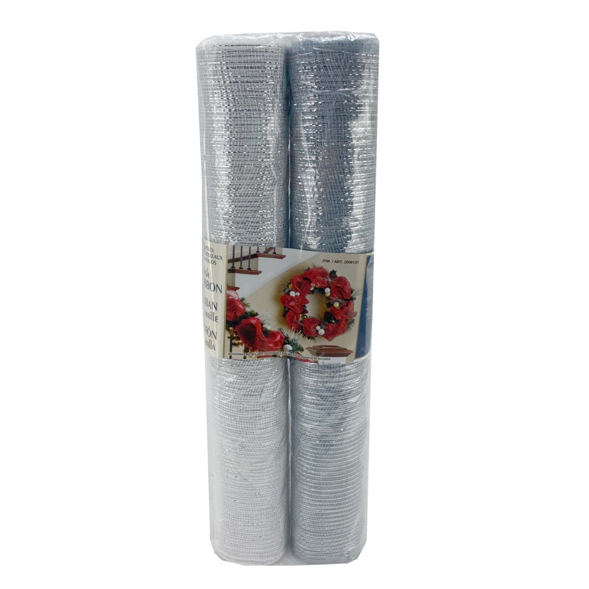 Decorative 20.5 inch Mesh Christmas Garland in a Silver Roll and a