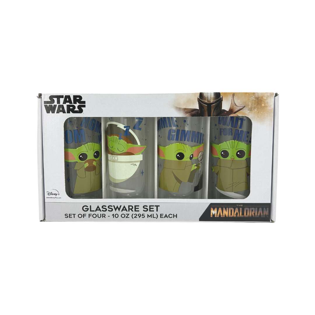 Star Wars the Mandalorian 4 Piece Glassware Set / 10 oz Glasses